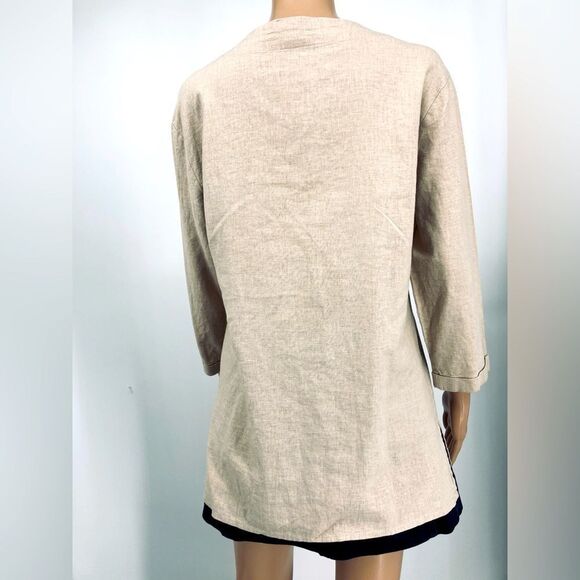 Peck & Peck Women’s Linen Beige Button-Front Tunic M - Picture 4 of 9